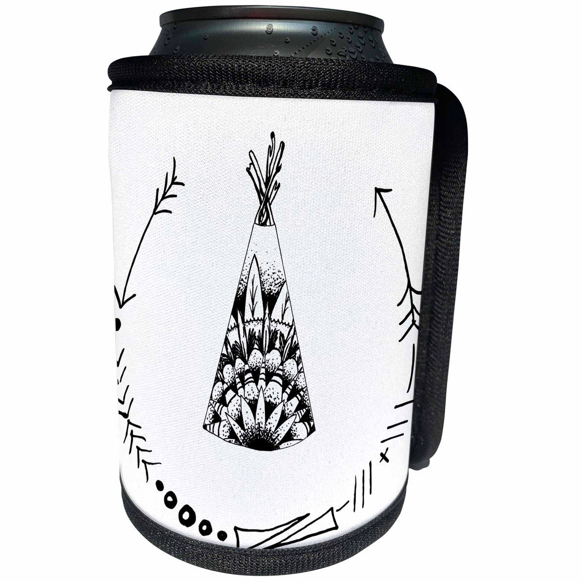 3dRose TNMGraphics Old West - Teepee With Arrow Curved Frame - Can Cooler Bottle Wrap (cc_221393)