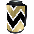 3dRose PS Chic - Black Gold White Glam Chevron Stripes - Can Cooler Bottle Wrap (cc_265746)