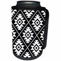 3dRose Natalie Paskell - Aztec Symbol Pattern - Aztec symbol pattern in white on black. - Can Cooler Bottle Wrap (cc_291953)