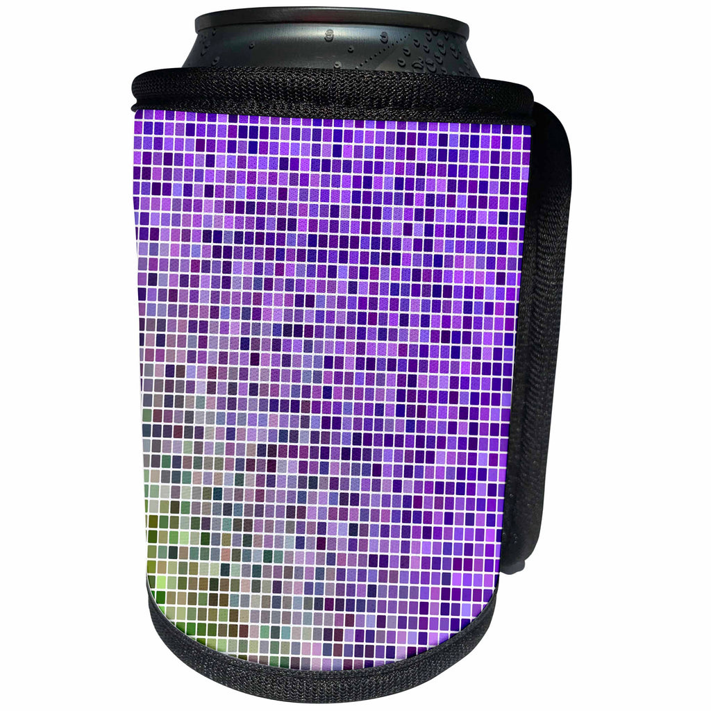 3dRose David Zydd - Square Backgrounds - Purple color square mosaic design - Can Cooler Bottle Wrap (cc_301867)