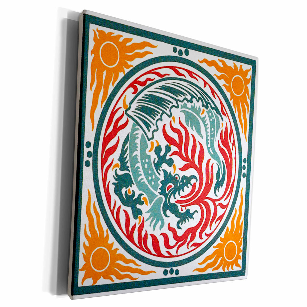 3dRose TNMPastPerfect Dragon - Nouveau Fire Dragon - Museum Grade Canvas Wrap (cw_165411)