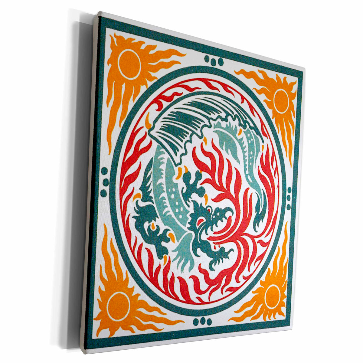 3dRose TNMPastPerfect Dragon - Nouveau Fire Dragon - Museum Grade Canvas Wrap (cw_165411)