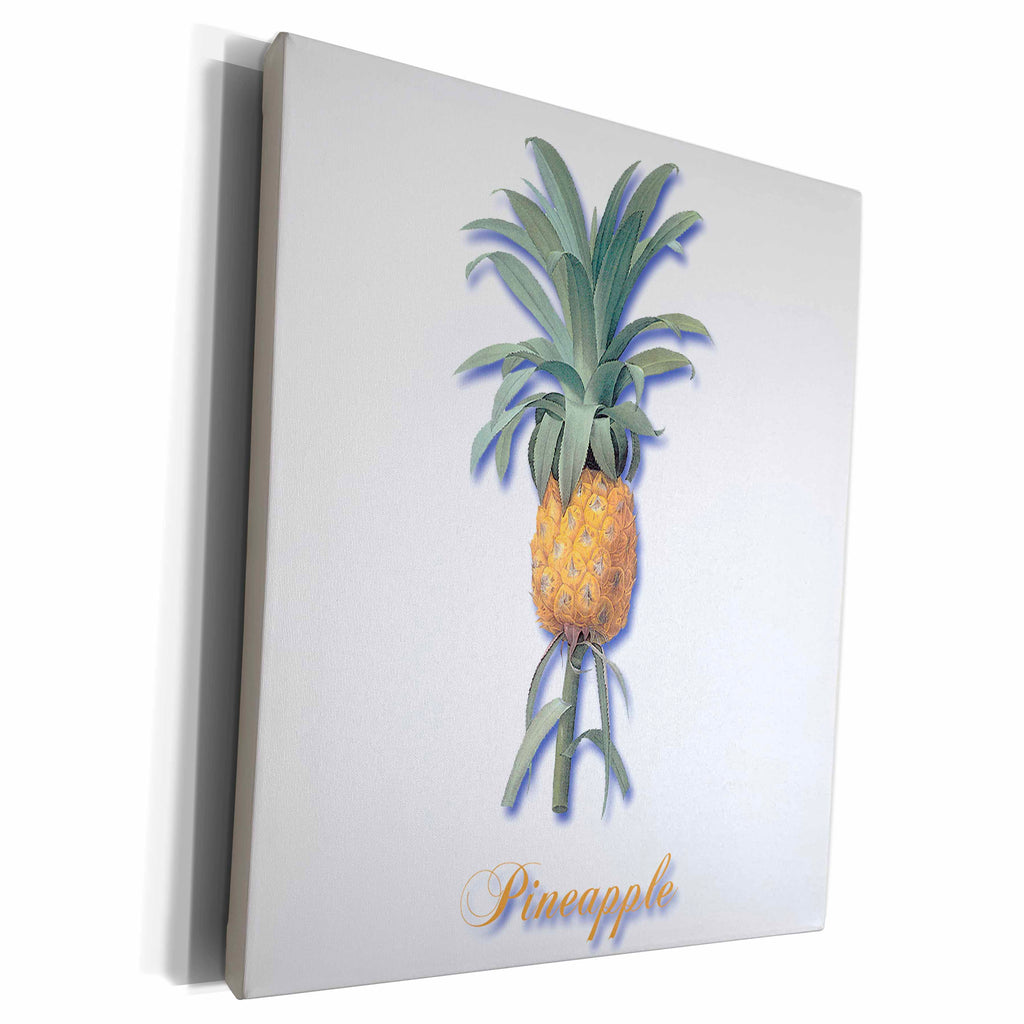 3dRose Tropical Pineapple in Deep Yellow Botanical Print - Museum Grade Canvas Wrap (cw_173799)
