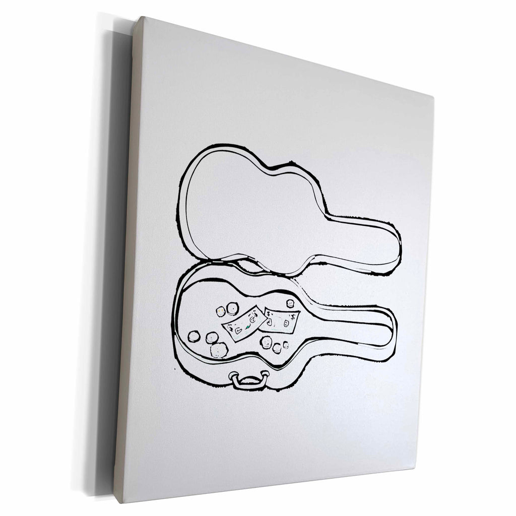 3dRose empty guitar case outline black - Museum Grade Canvas Wrap (cw_175923)