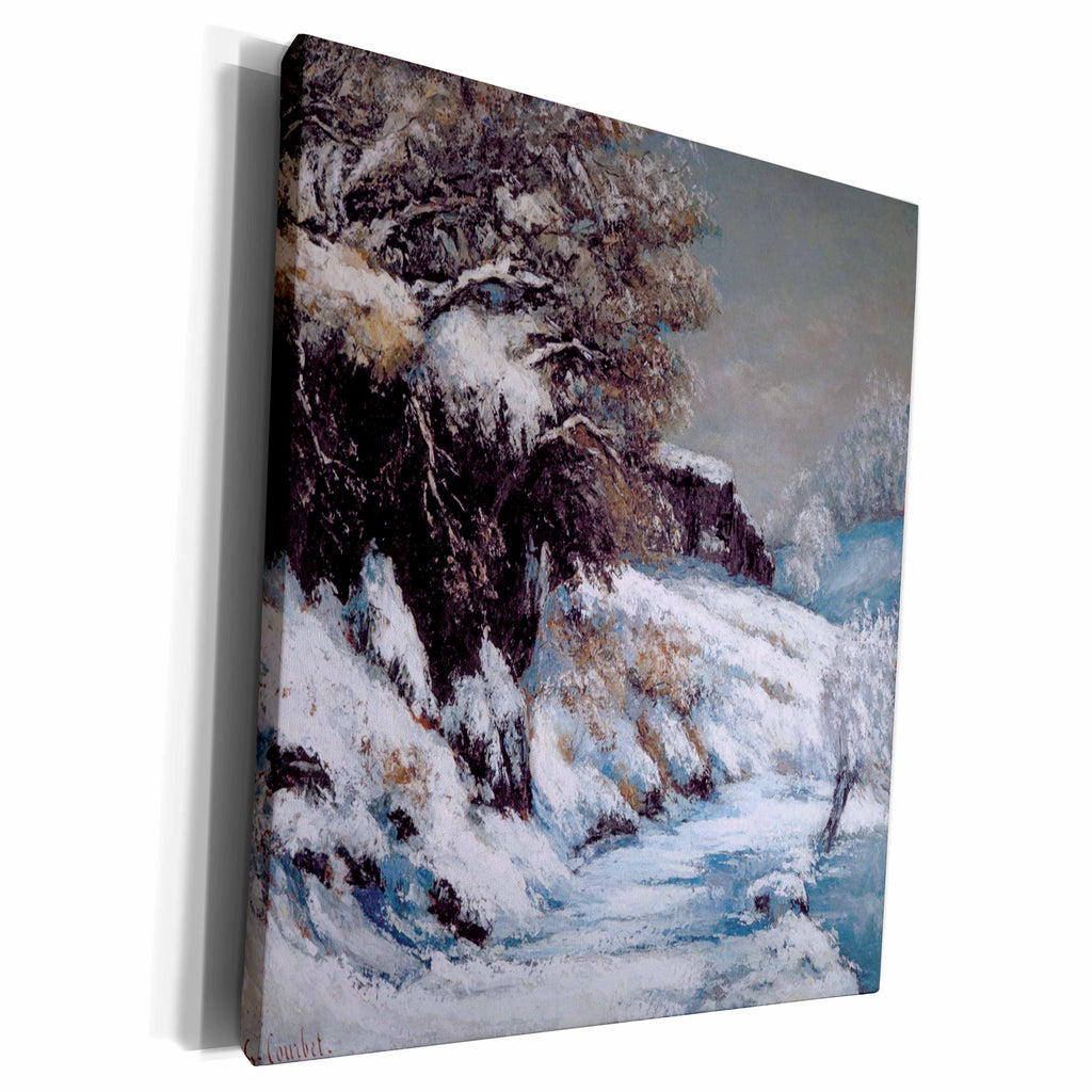3dRose Snowscape, ca 1866 by Gustave Courbet Wintery... - Museum Grade Canvas Wrap (cw_180234)