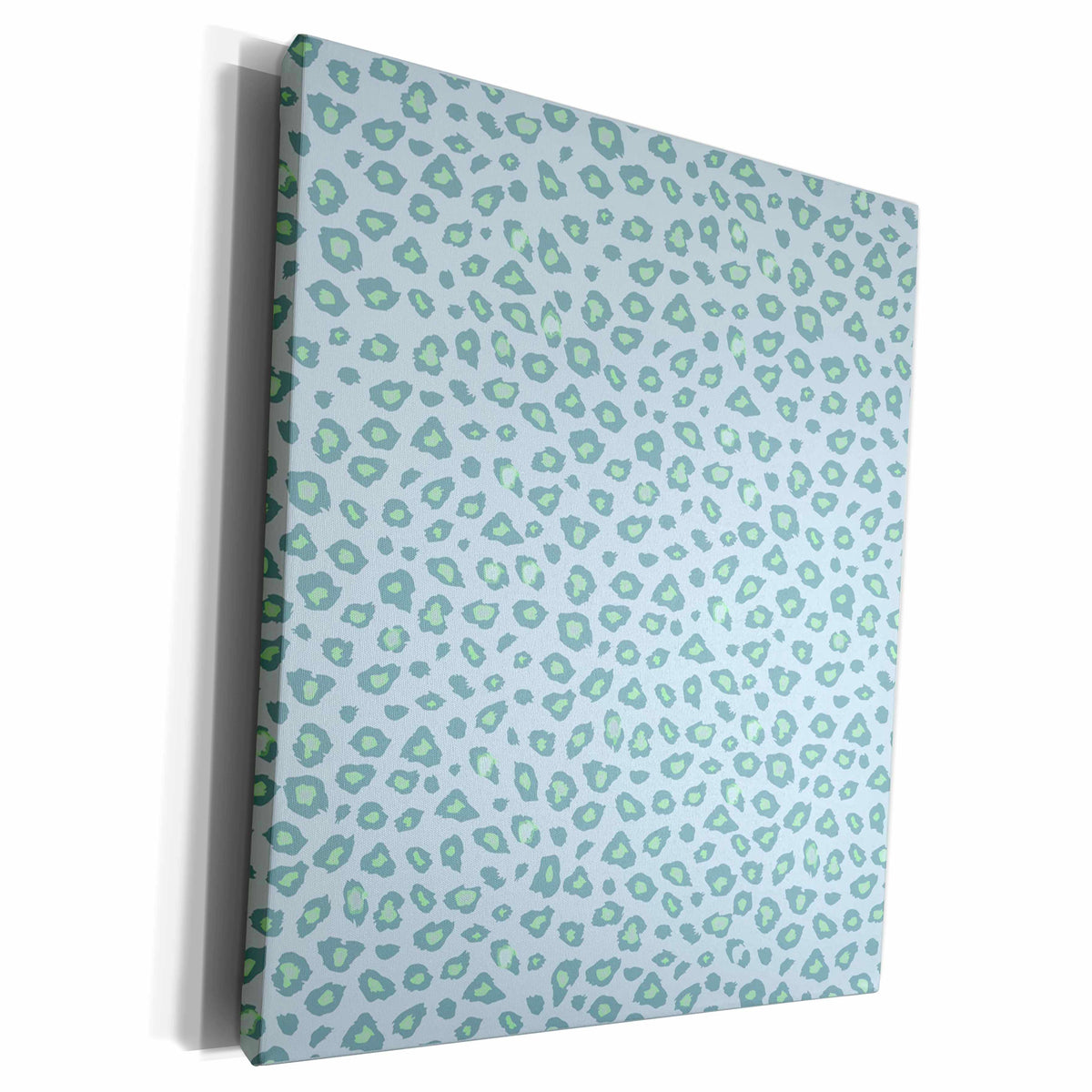 3dRose PS Animals - Mint and Blue Leopard Print - Museum Grade Canvas Wrap (cw_192850)
