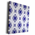 3dRose Elegant Blue and White Medallion Pattern - Museum Grade Canvas Wrap (cw_192861)