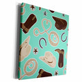 3dRose Cute Cowboy Theme Pattern Mint and Brown - Museum Grade Canvas Wrap (cw_192879)