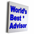 3dRose EvaDane - Quotes - Worlds best advisor. Blue. - Museum Grade Canvas Wrap (cw_193257)