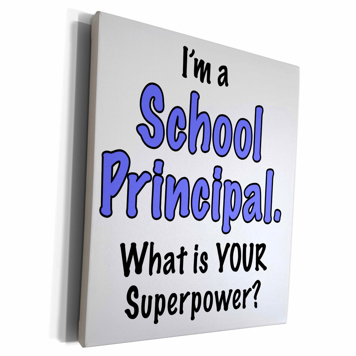 3dRose Im a school principal what is your superpower. Blue. - Museum Grade Canvas Wrap (cw_193263)
