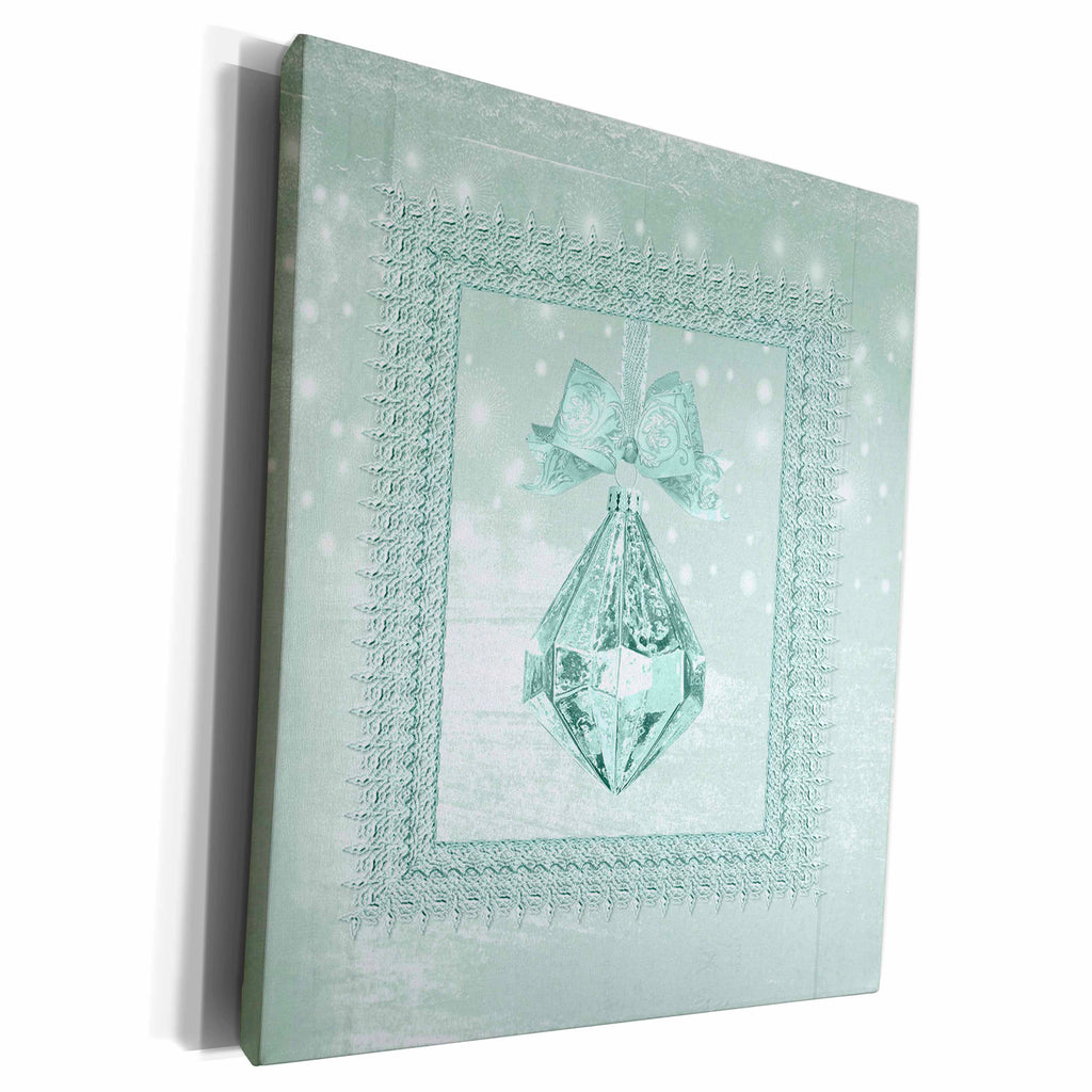 3dRose Pastel Mint Green Crystal Look Ornament in Frame on. - Museum Grade Canvas Wrap (cw_195819)