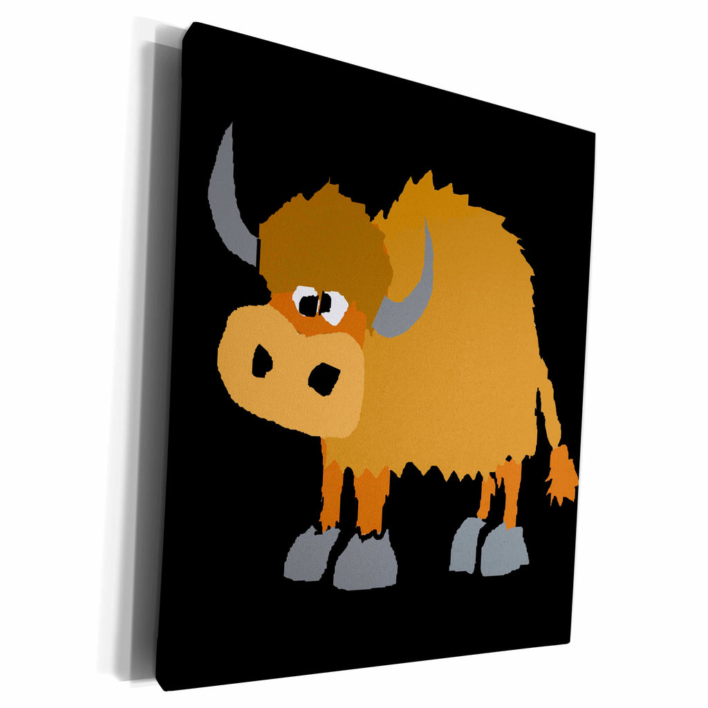 3dRose All Smiles Art Animals - Funny Yak Primitive Art - Museum Grade Canvas Wrap (cw_200536)
