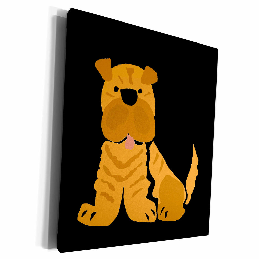 3dRose Funny Shar Pei Dog Primitive Art - Museum Grade Canvas Wrap (cw_200537)