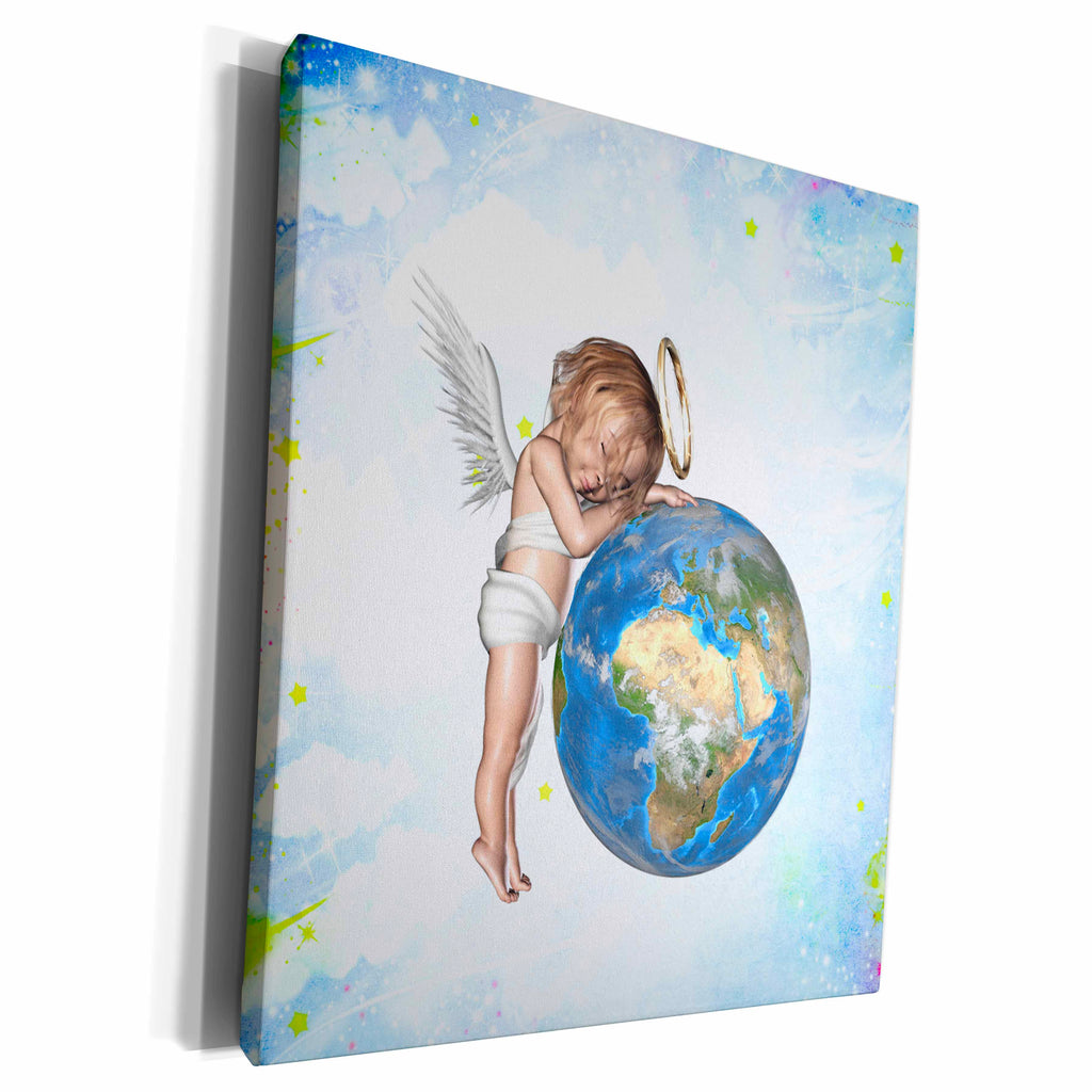 3dRose A cute guardian angel sleeping and protects the earth - Museum Grade Canvas Wrap (cw_200986)