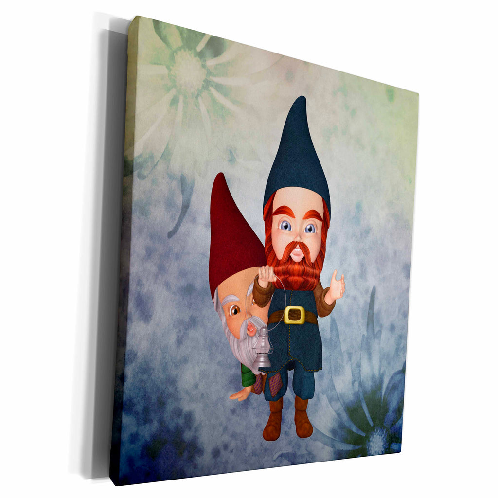 3dRose Simone Gatterwe Designs Cartoon - Cute Garden Gnomes - Museum Grade Canvas Wrap (cw_200989)
