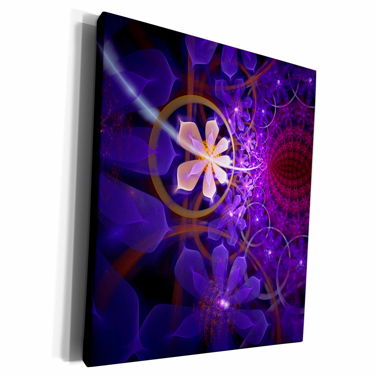 3dRose Cute modern abstract fractal purple flower - Museum Grade Canvas Wrap (cw_201025)