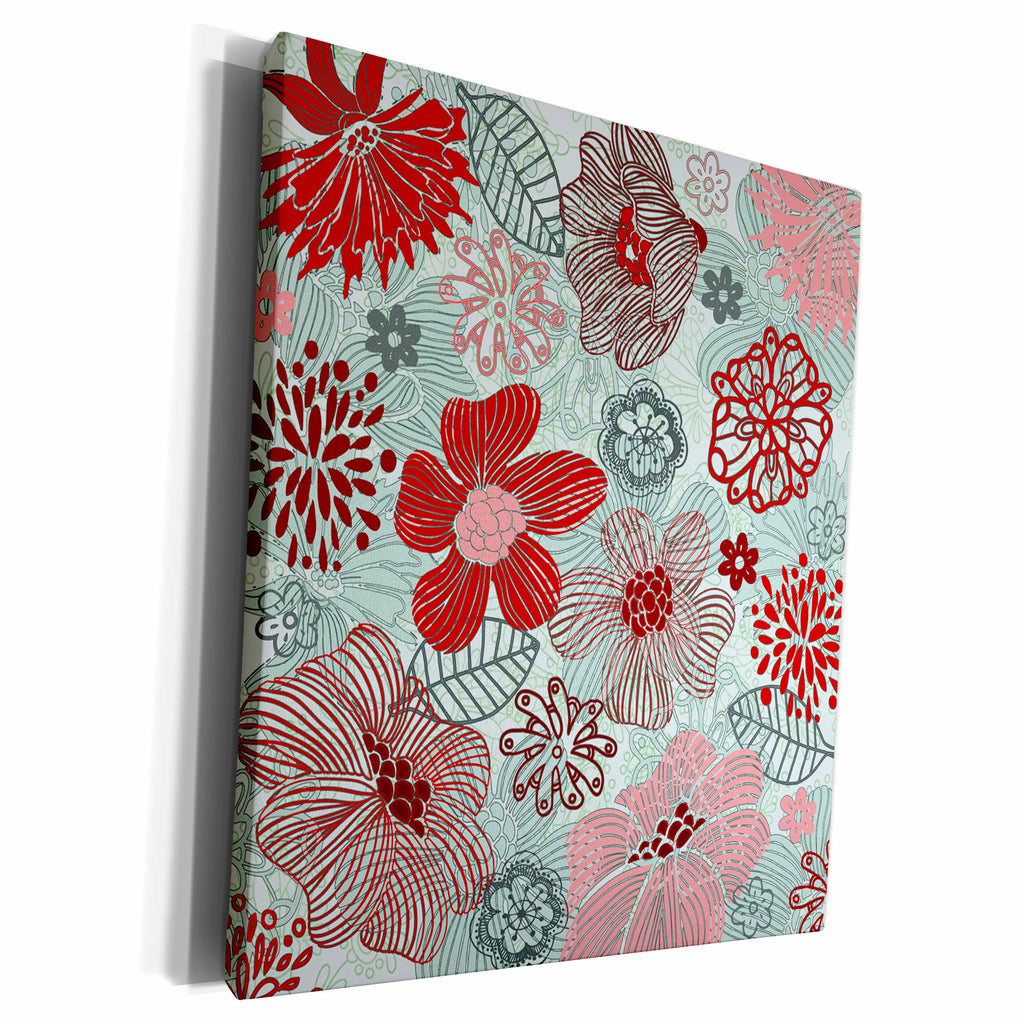 3dRose Ancello Doodles - Doodle Flowers - Museum Grade Canvas Wrap (cw_201661)