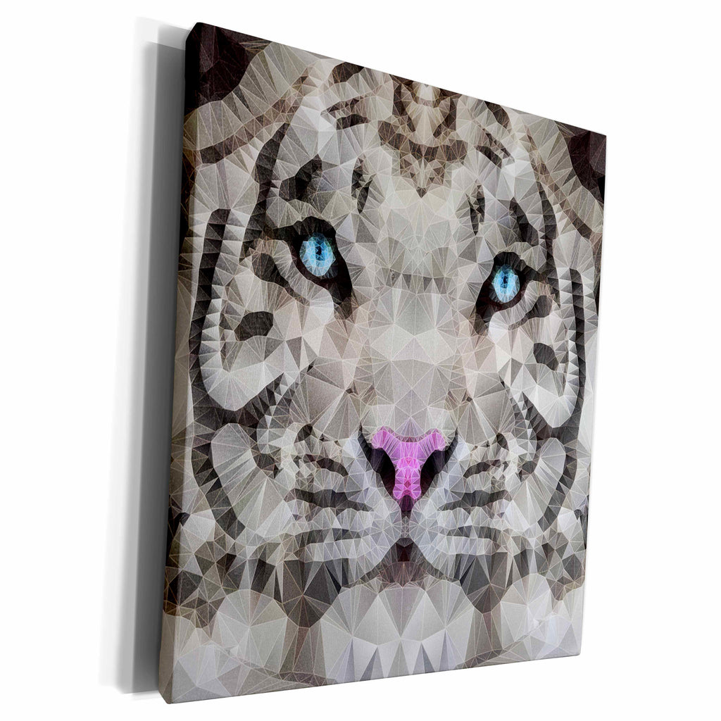 3dRose Ancello Abstract Animals - Abstract White Tiger - Museum Grade Canvas Wrap (cw_201666)