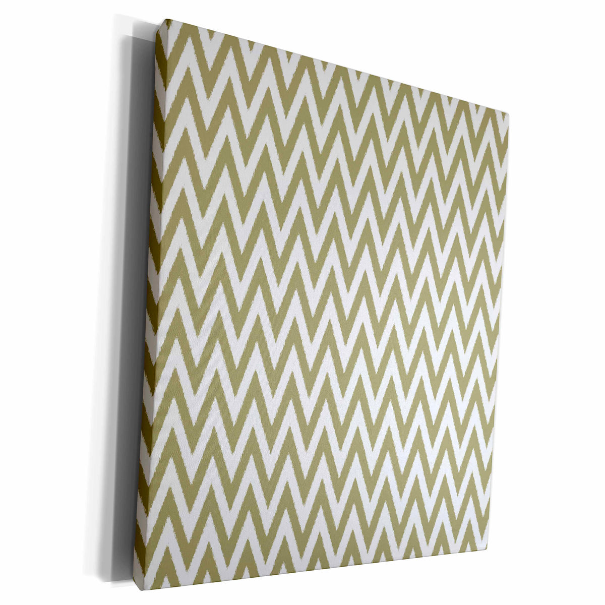 3dRose PS Chic - Gold and White Chevron Stripes - Museum Grade Canvas Wrap (cw_202338)