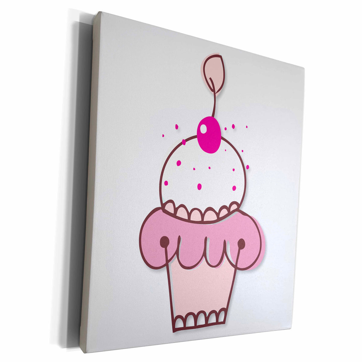 3dRose Boehm Graphics Food - Strawberry Cupcake Illustration - Museum Grade Canvas Wrap (cw_203054)