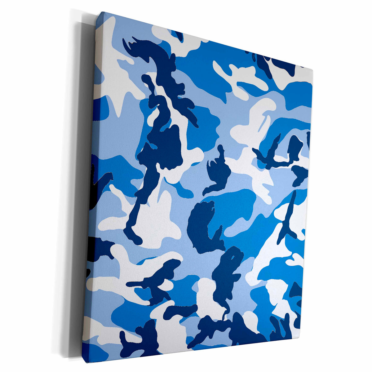 3dRose Blue Camoflauge Print - Museum Grade Canvas Wrap (cw_20357)