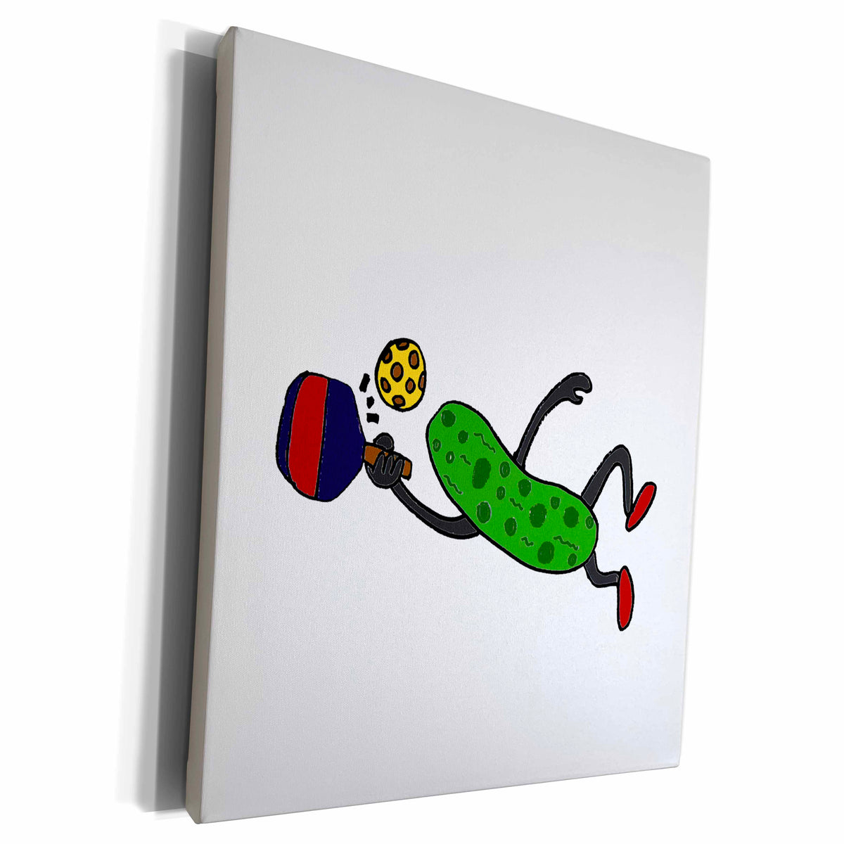 3dRose Funny Leaping Pickle Playing Pickleball - Museum Grade Canvas Wrap (cw_203781)