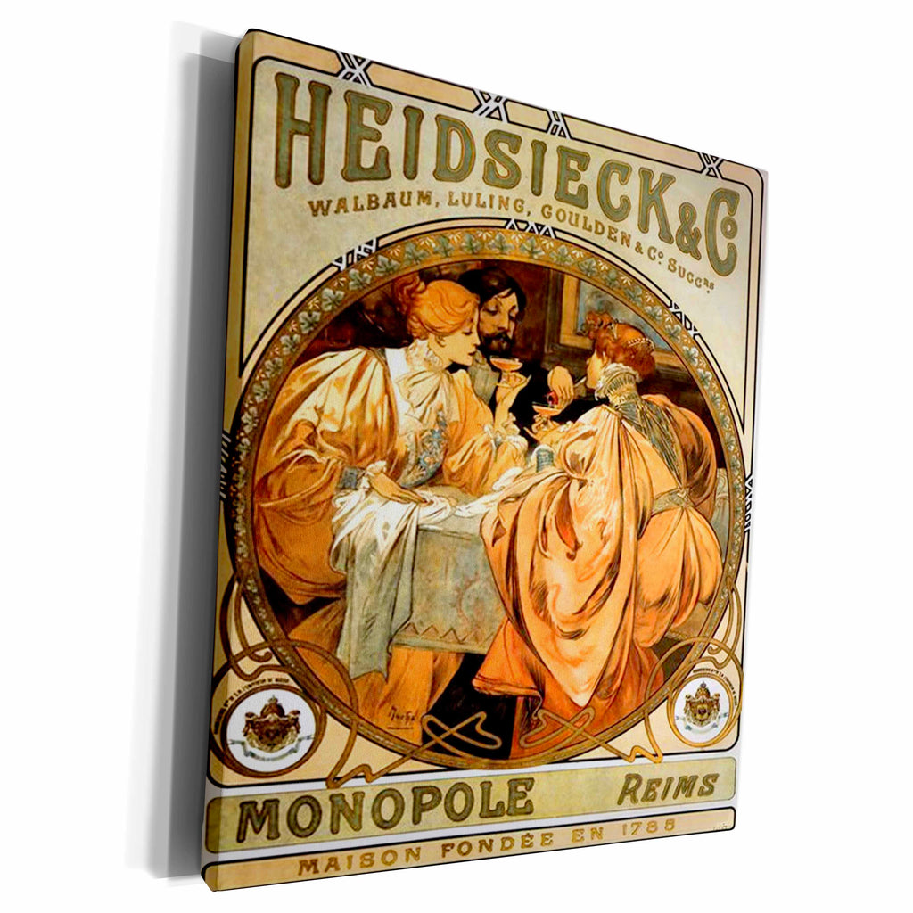 3dRose Print of Champagne Ad By Alphonse Mucha - Museum Grade Canvas Wrap (cw_203974)