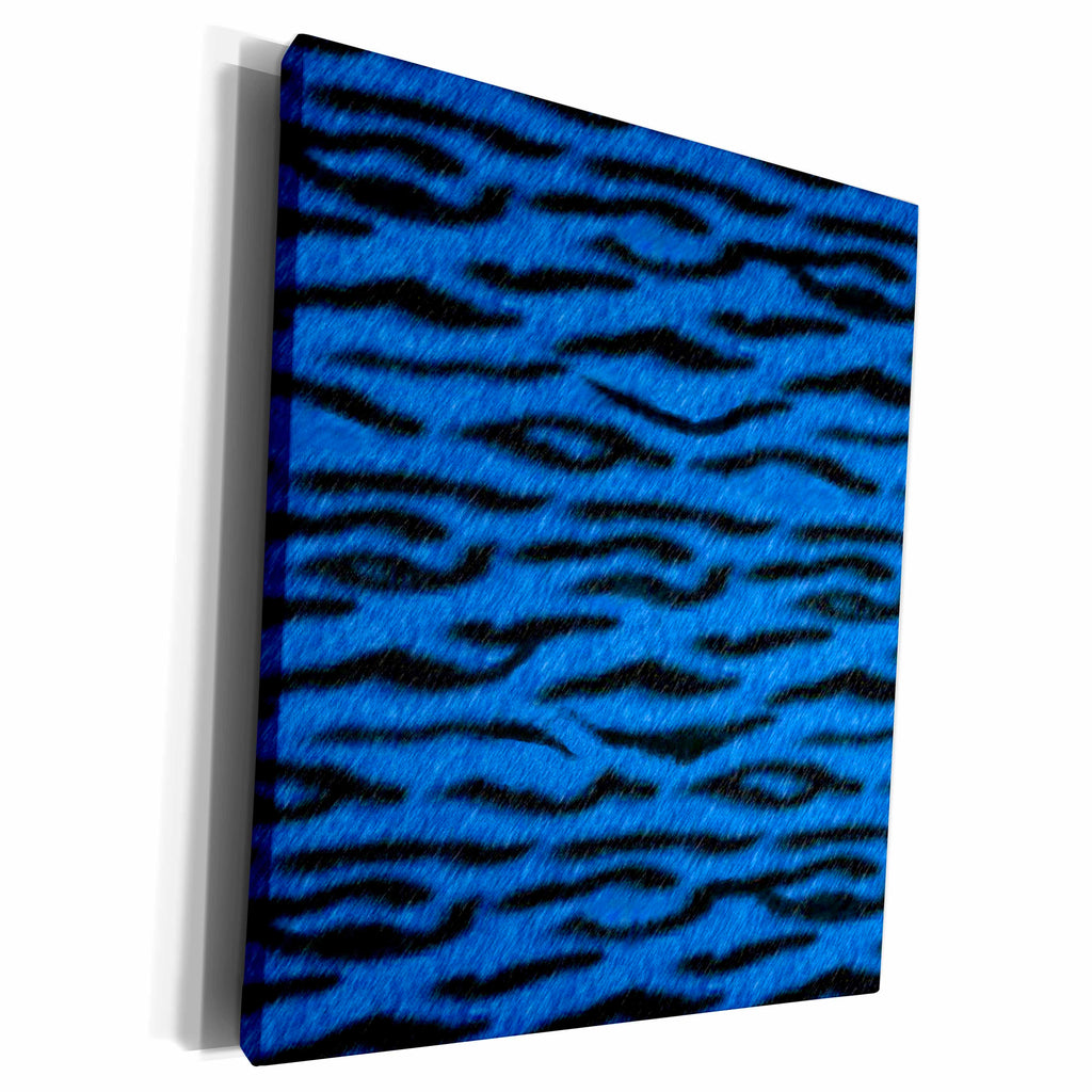 3dRose Blue and Black Tiger Animal Print - Museum Grade Canvas Wrap (cw_20424)