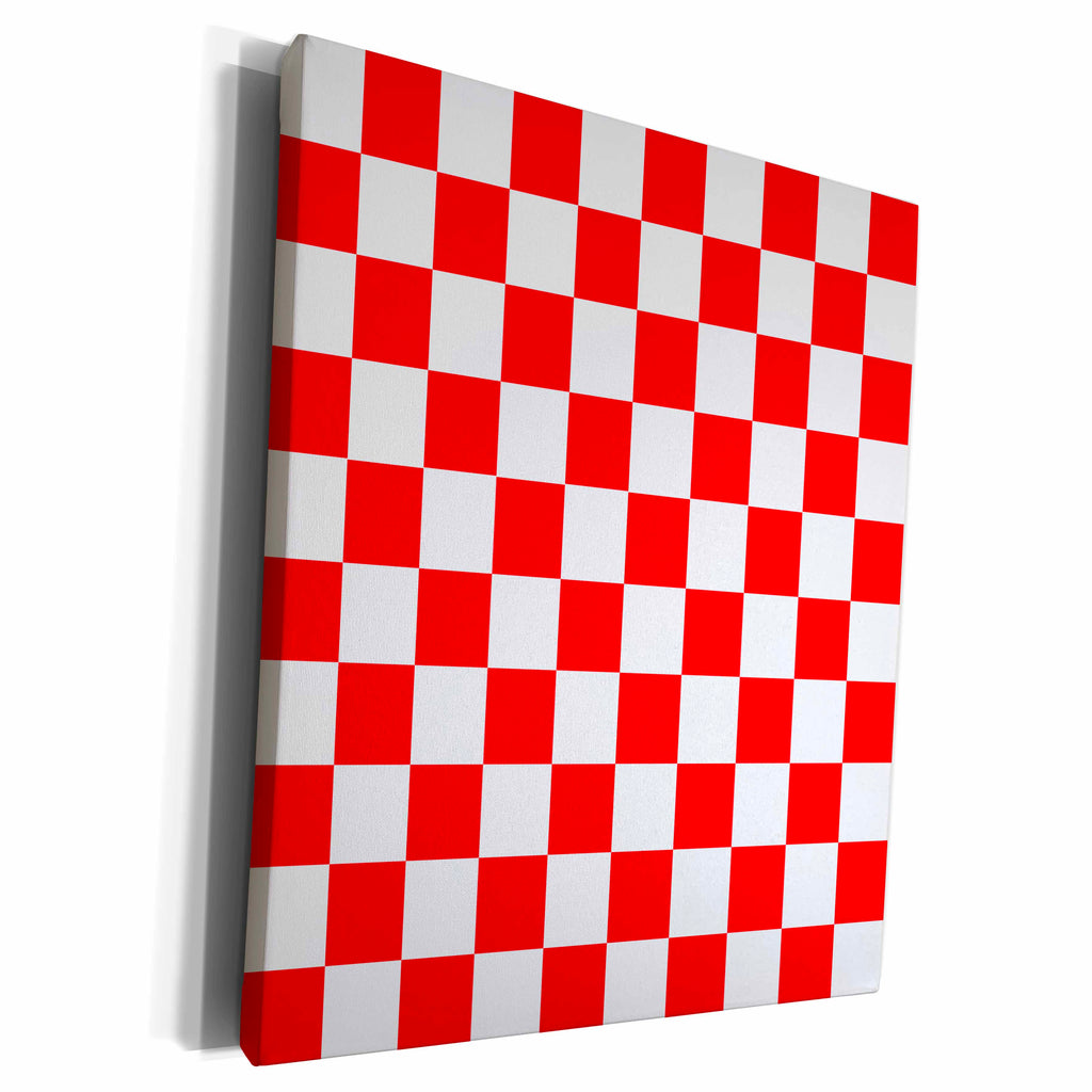 3dRose Red and White Checkered Print - Museum Grade Canvas Wrap (cw_20429)