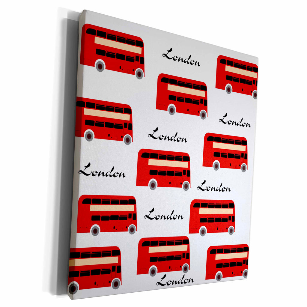 3dRose Print of London Double Decker Repeat Pattern - Museum Grade Canvas Wrap (cw_204398)