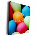 3dRose Print of Bright Colored Easter Eggs With Happy Easter - Museum Grade Canvas Wrap (cw_204801)