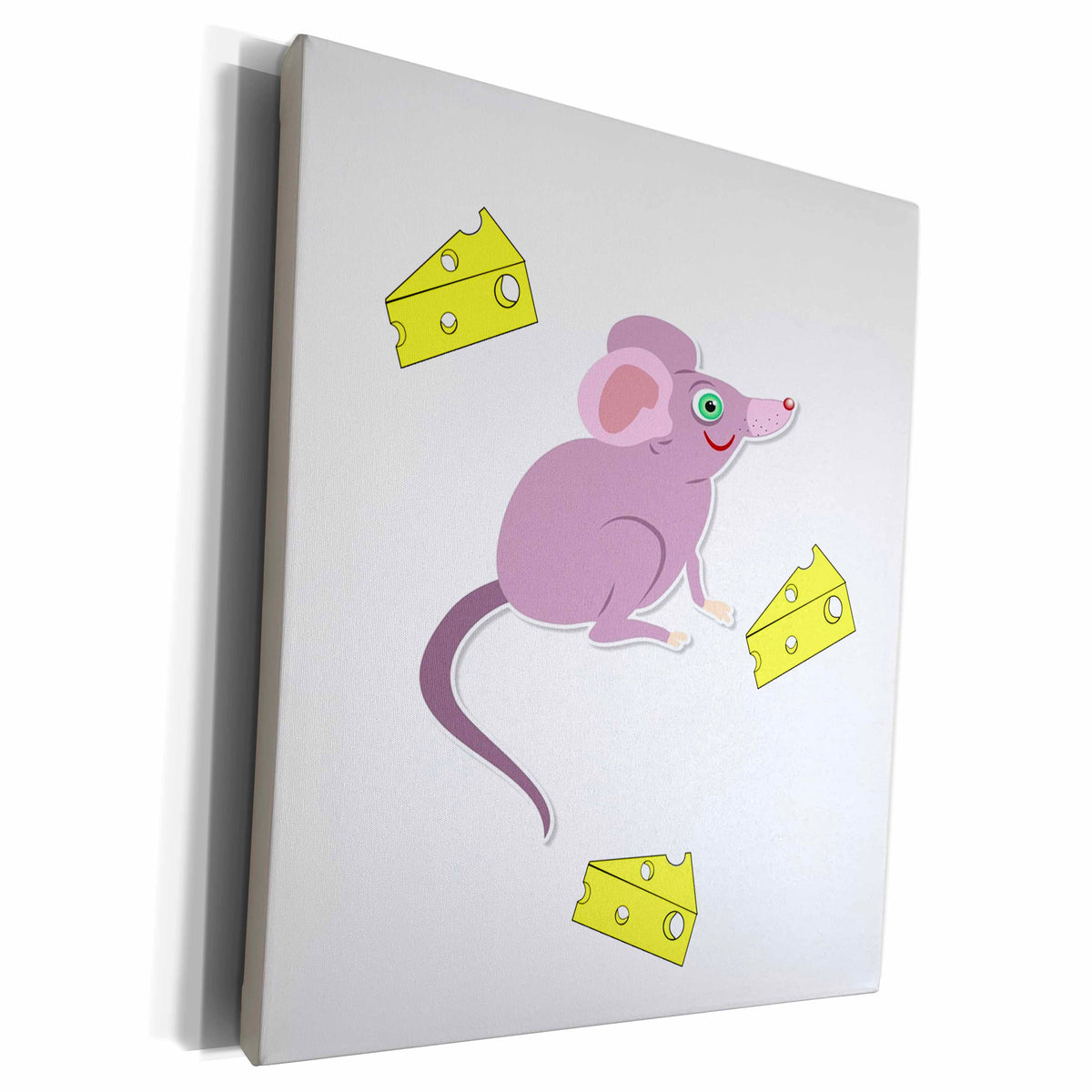 3dRose Print of Pink Mouse With Yellow Cheese - Museum Grade Canvas Wrap (cw_205153)