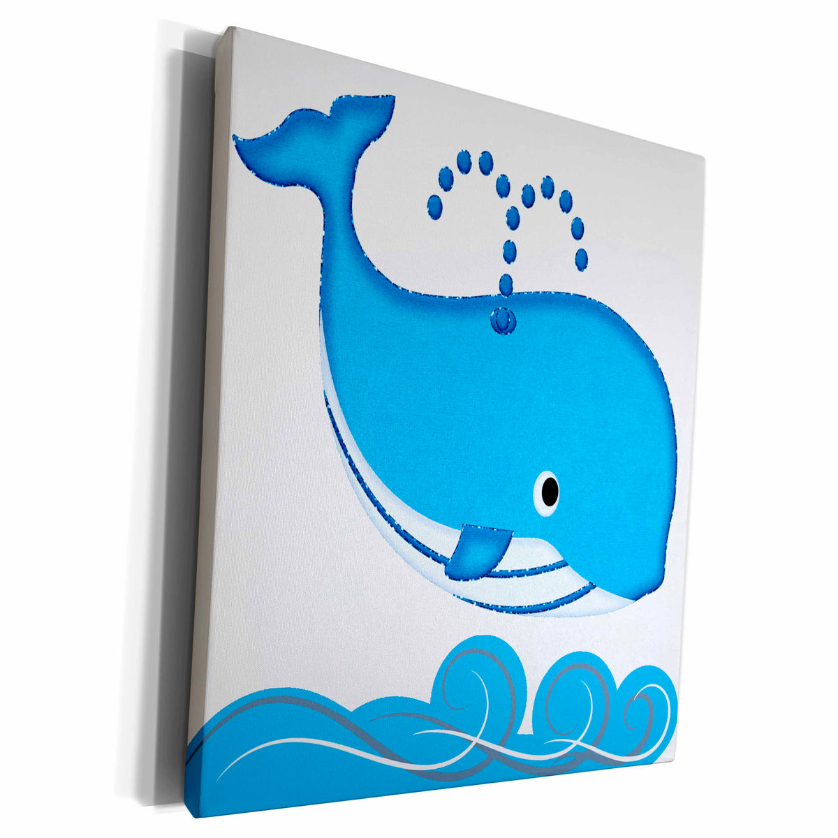 3dRose Cute Spouting Blue Whale Over Ocean Waves Graphic - Museum Grade Canvas Wrap (cw_210704)