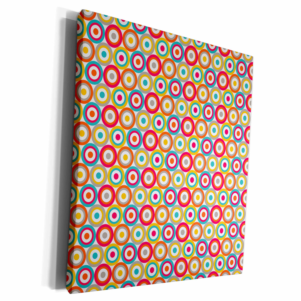 3dRose Pink, Orange, Yellow, Blue and Gray Circles In... - Museum Grade Canvas Wrap (cw_210876)