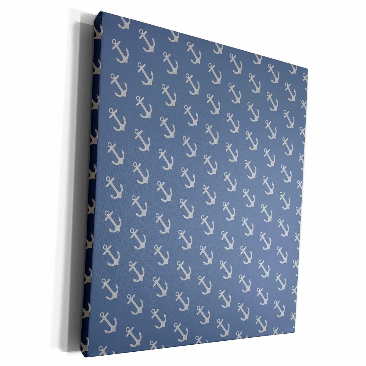 3dRose Gray and Blue Sailboat Anchors Pattern - Museum Grade Canvas Wrap (cw_210914)