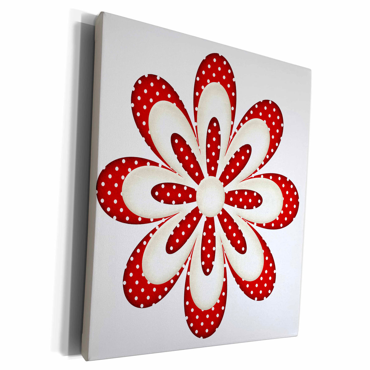 3dRose Cute Red and White Polka Dot Flower Illustration - Museum Grade Canvas Wrap (cw_211111)