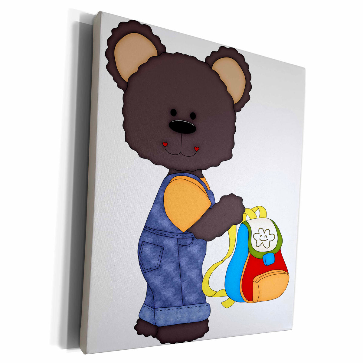 3dRose Little Boy Bear With A Backpack Illustration - Museum Grade Canvas Wrap (cw_211140)