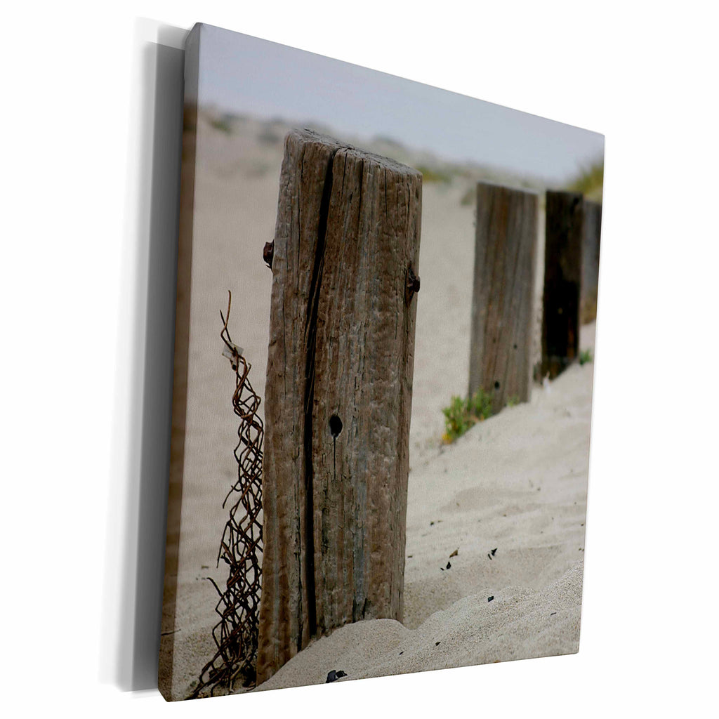 3dRose Old fence poles down by the beach. - Museum Grade Canvas Wrap (cw_211608)