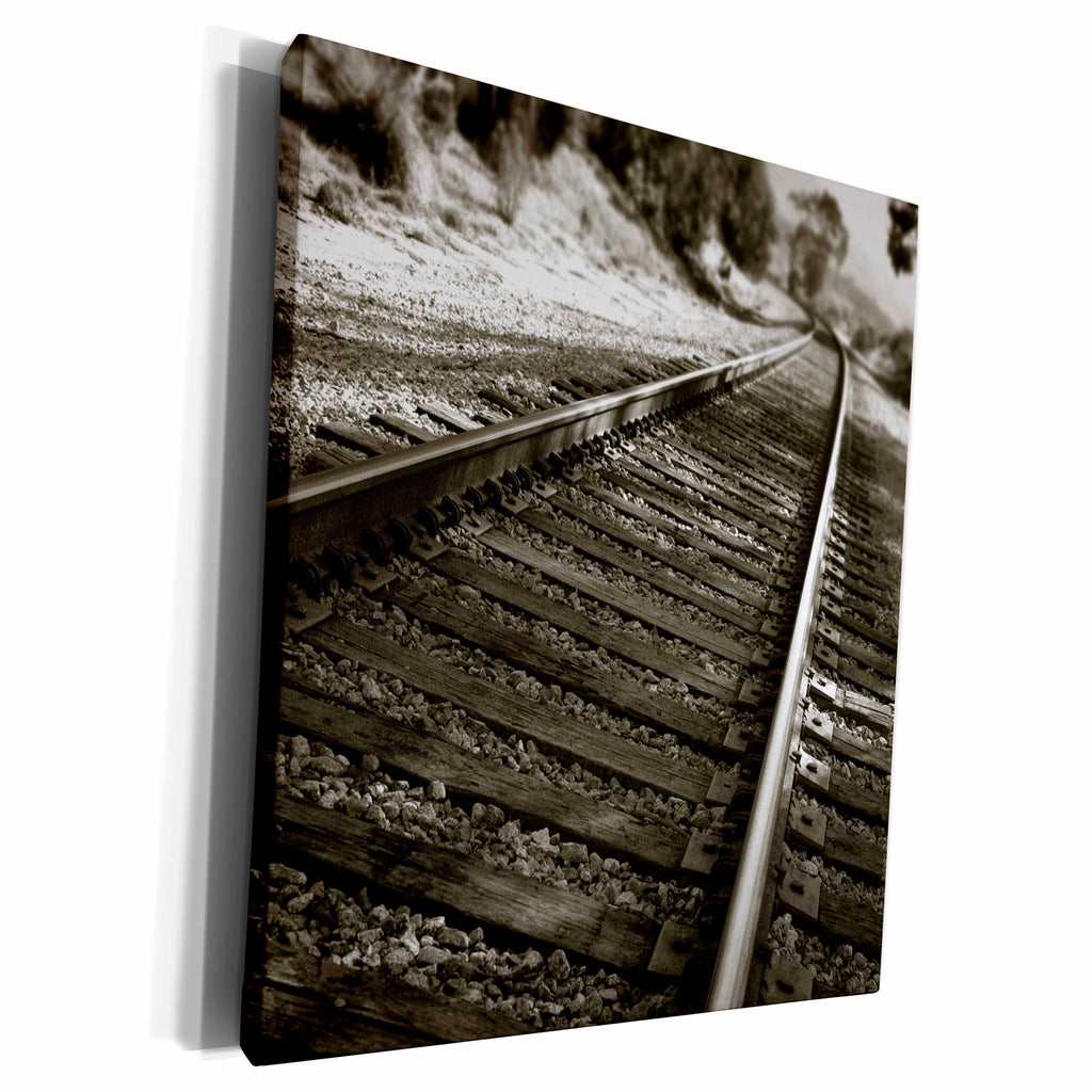 3dRose Railroad tracks shown in a different perspective in... - Museum Grade Canvas Wrap (cw_211626)