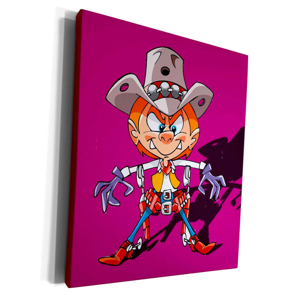 3dRose Gunslinger Kid with Purple Background - Museum Grade Canvas Wrap (cw_211671)