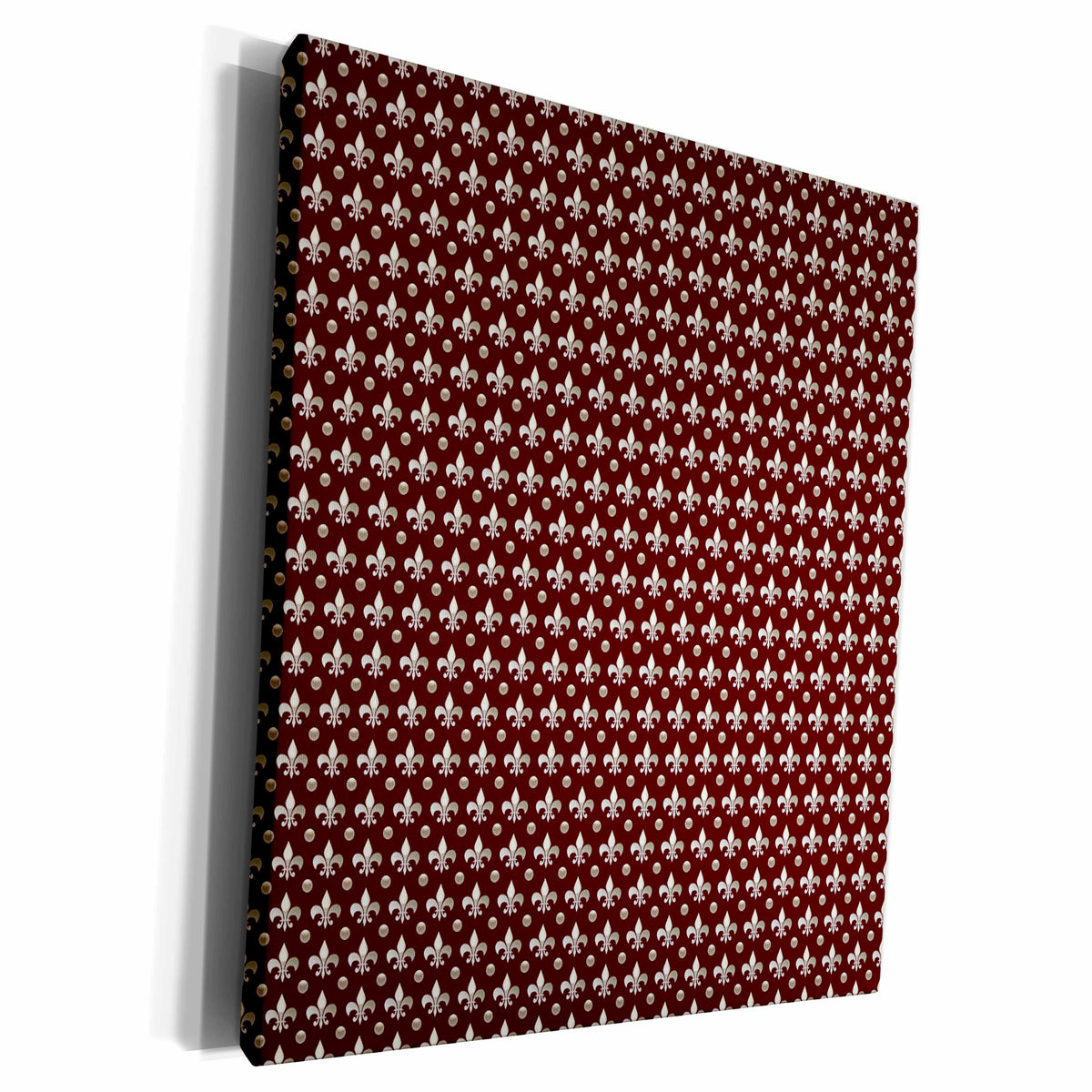 3dRose Fleur De Lis Pattern, print burgundy with beige - Museum Grade Canvas Wrap (cw_212011)