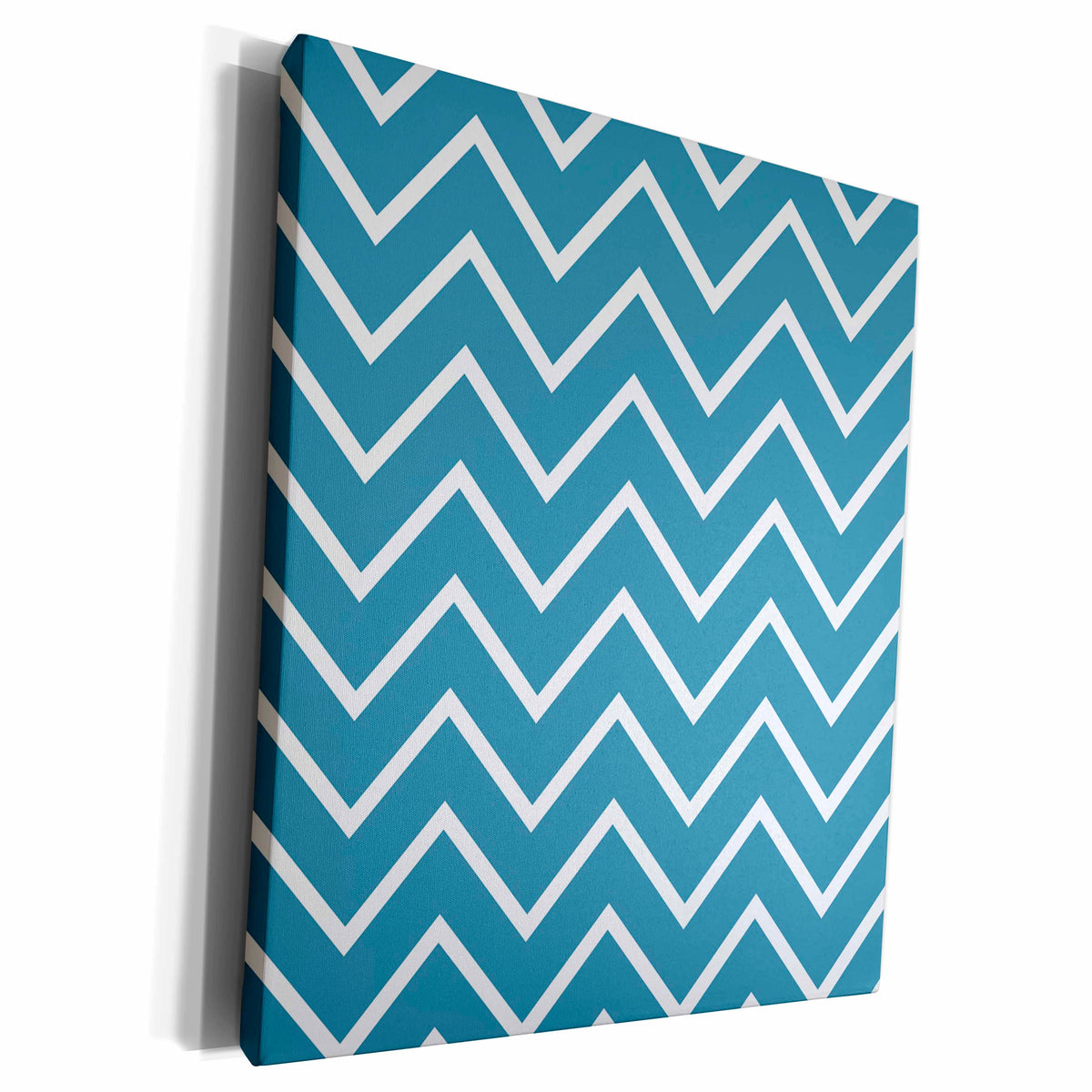 3dRose PS Chic - Teal and White Chevron Zigzag - Museum Grade Canvas Wrap (cw_212108)