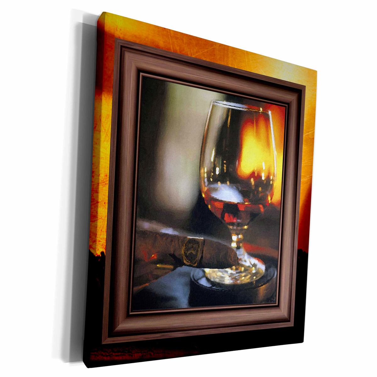 3dRose Cognac and Cuban Cigar - Museum Grade Canvas Wrap (cw_21248)