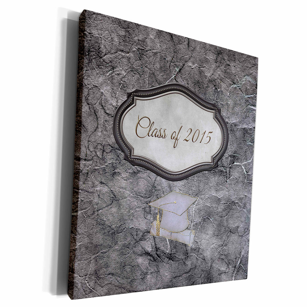 3dRose Class of 2015, Marble Look, Cap and Diploma,... - Museum Grade Canvas Wrap (cw_212786)