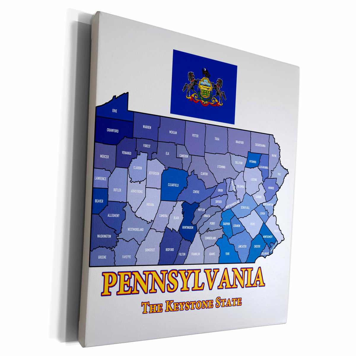 3dRose Map, Flag and nickname of Pennsylvania, counties... - Museum Grade Canvas Wrap (cw_212838)