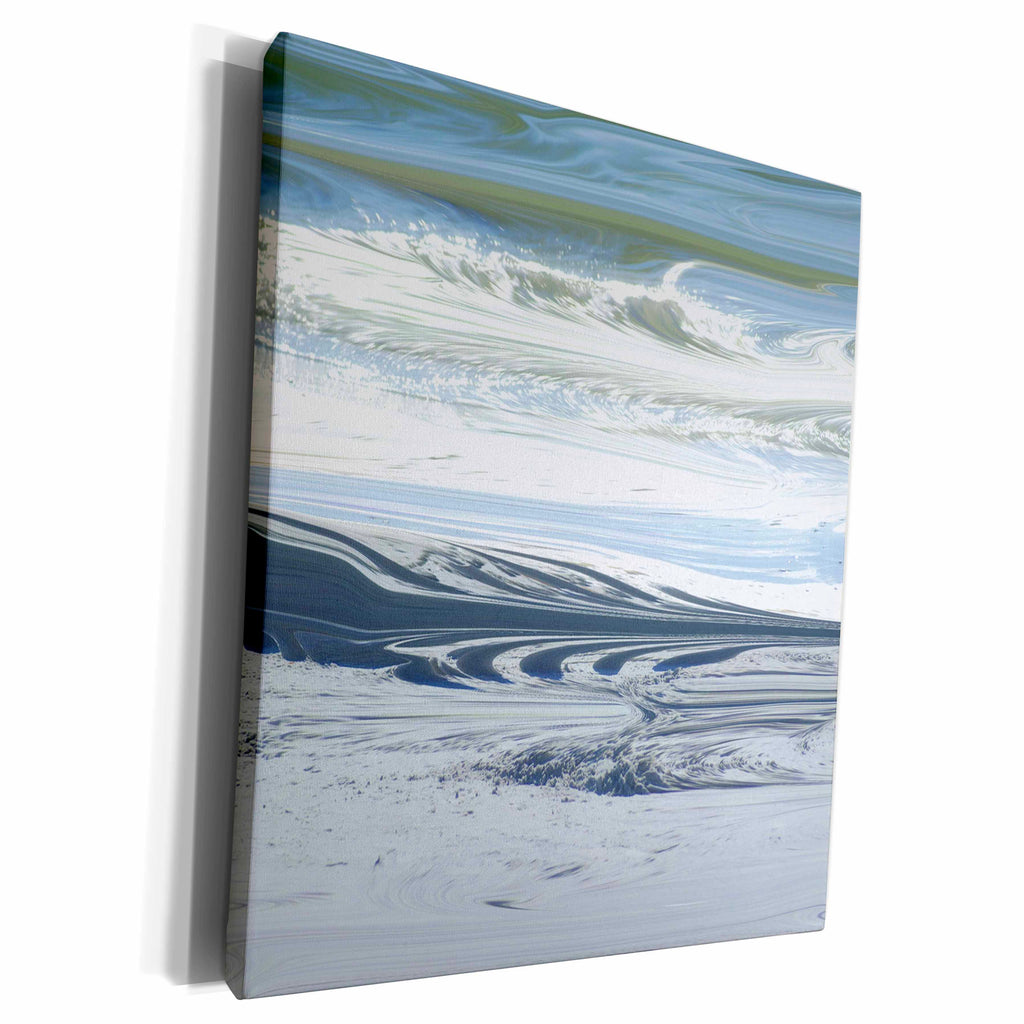 3dRose Print of Abstract Blue Waves And White Sand - Museum Grade Canvas Wrap (cw_212854)