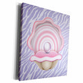 3dRose Print of Pink Pearl Shell On Violet Zebra - Museum Grade Canvas Wrap (cw_212872)