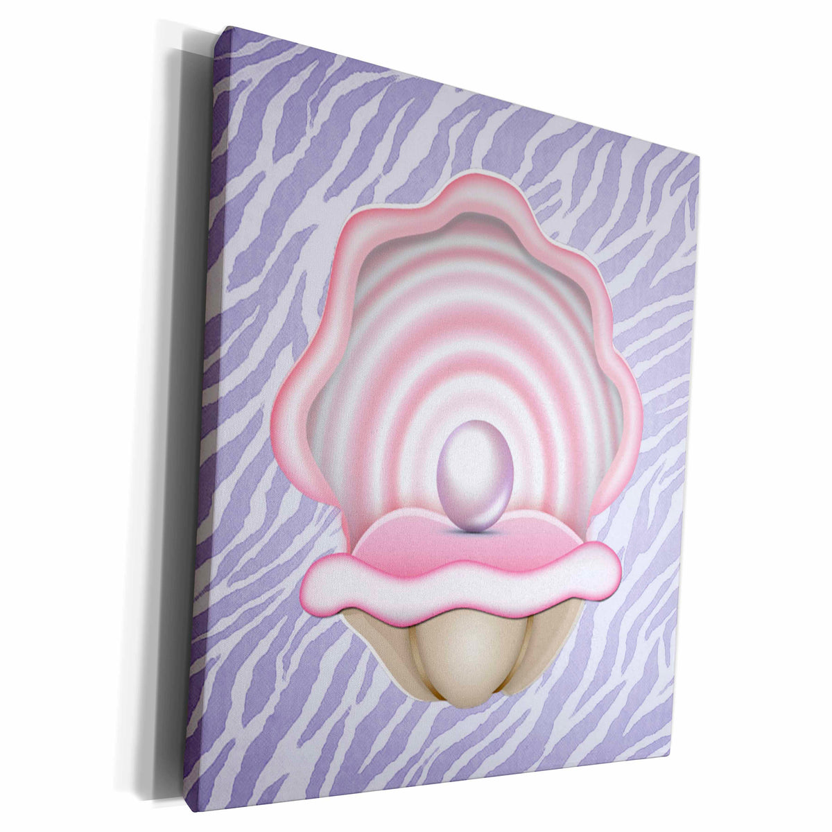 3dRose Print of Pink Pearl Shell On Violet Zebra - Museum Grade Canvas Wrap (cw_212872)