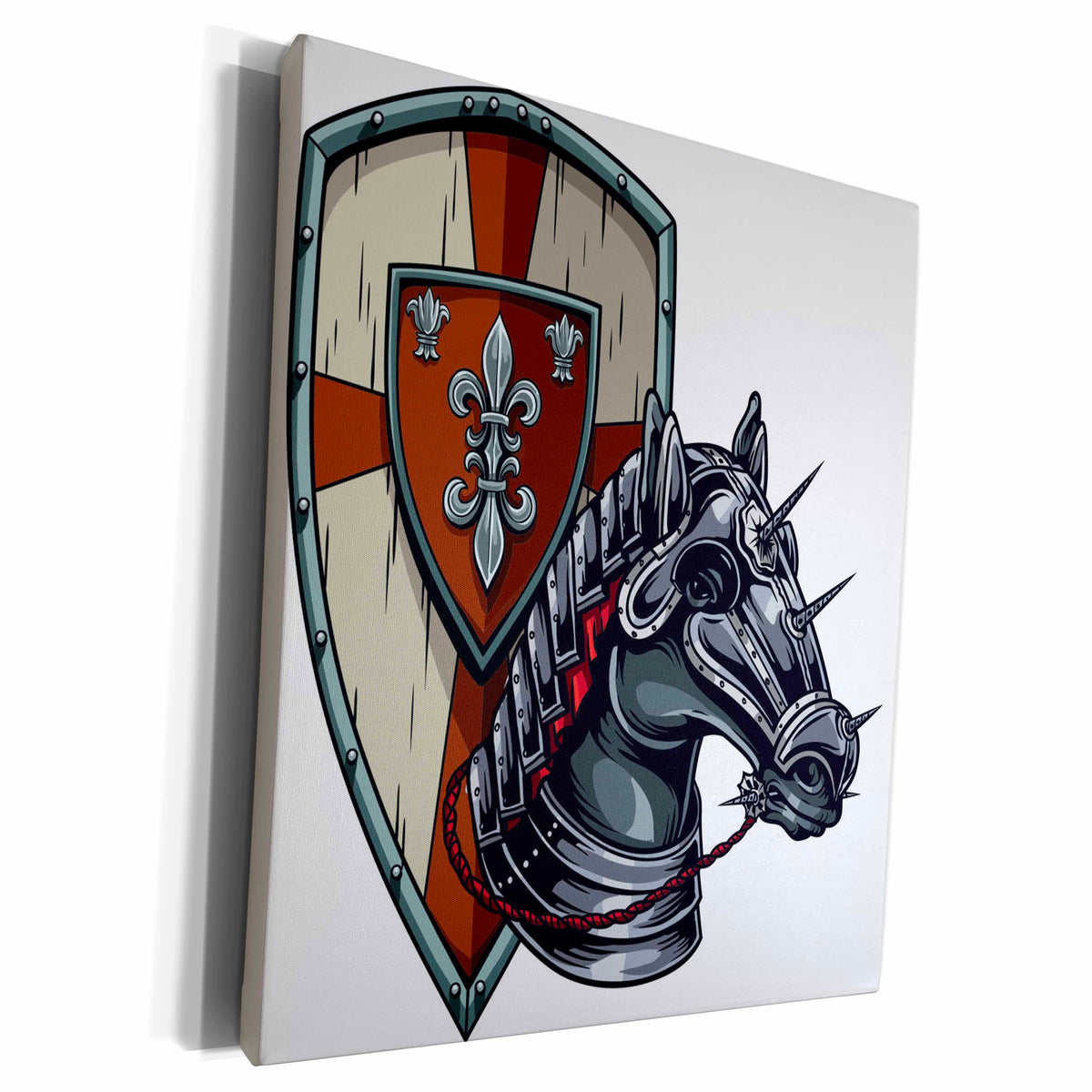 3dRose Knights Horse in Armour with Shield - Museum Grade Canvas Wrap (cw_212946)