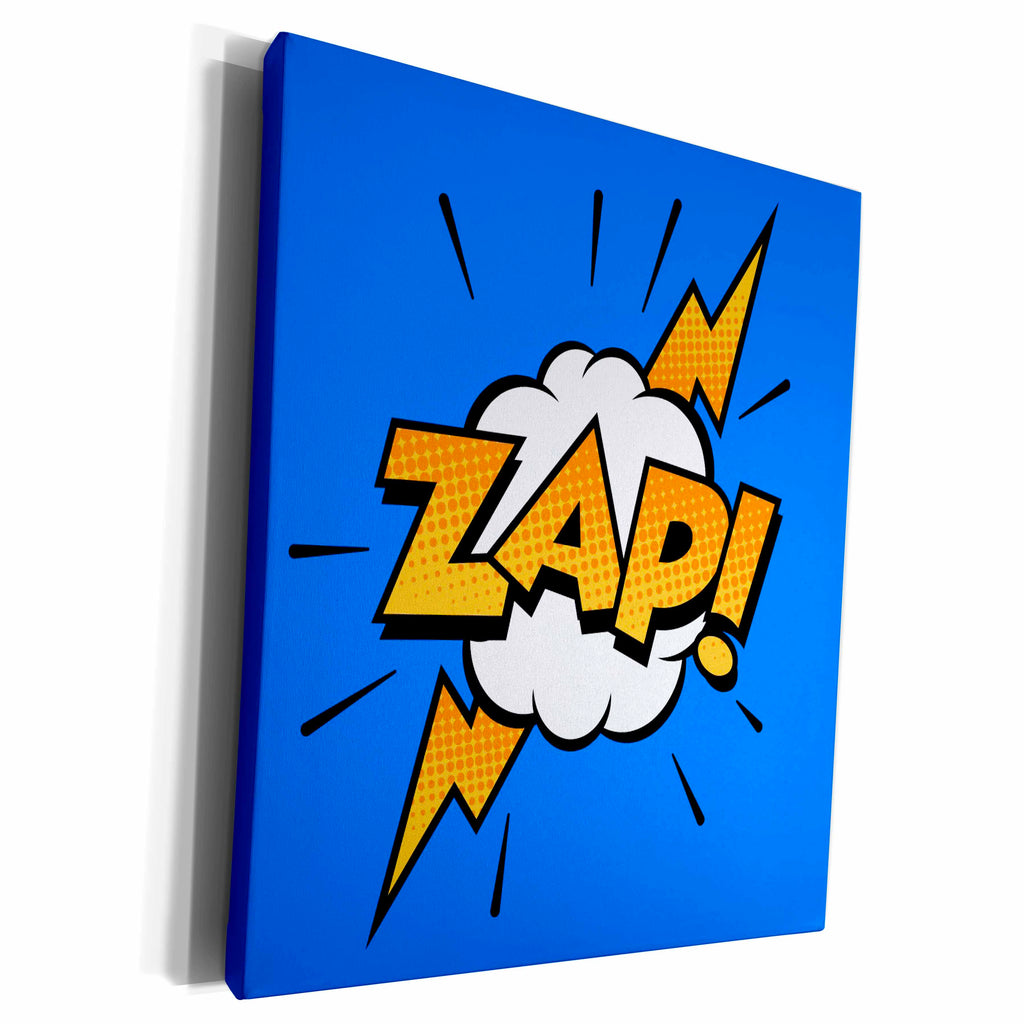 3dRose Zap Sound Effect In Yellow Lettering - Museum Grade Canvas Wrap (cw_213420)